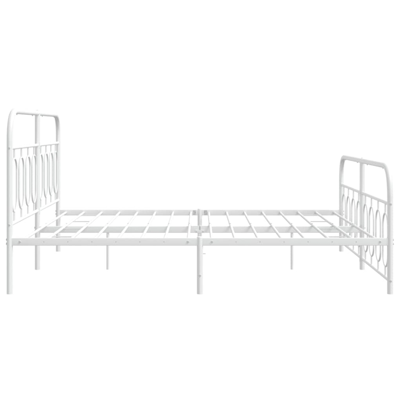 vidaXL Rectangular Powder-Coated Steel Full Bed Frame in White