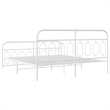vidaXL Rectangular Powder-Coated Steel Full Bed Frame in White