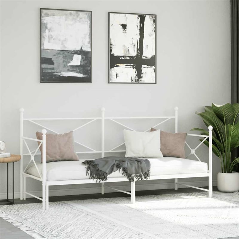 vidaXL Steel Daybed With Trundle in White