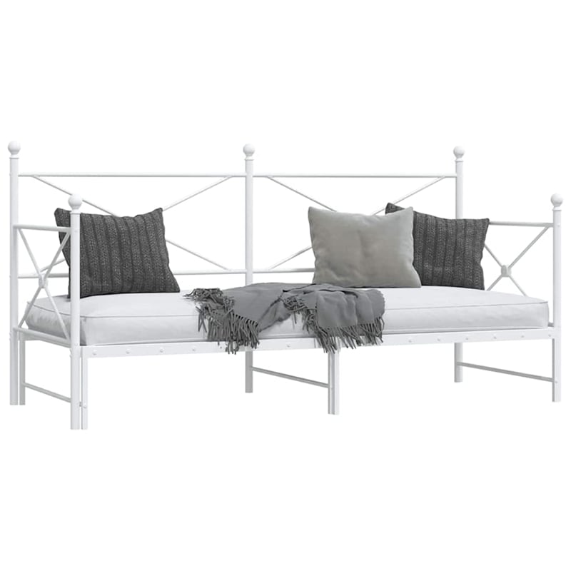 vidaXL Steel Daybed With Trundle in White