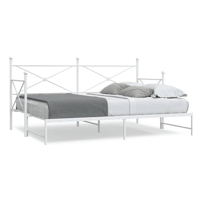 vidaXL Steel Daybed With Trundle in White