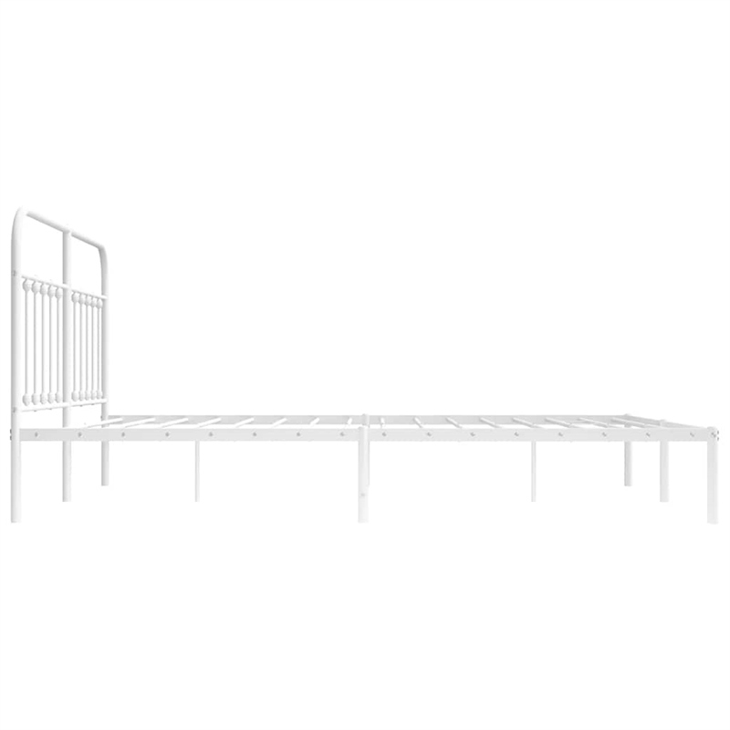 vidaXL Rectangular Powder-Coated Steel Full Bed Frame in White