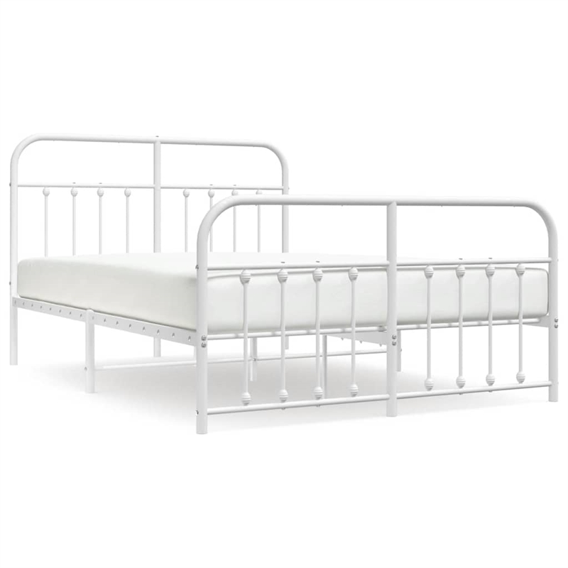 vidaXL 53.1x74.8 Powder-Coated Steel Bed Frame in White