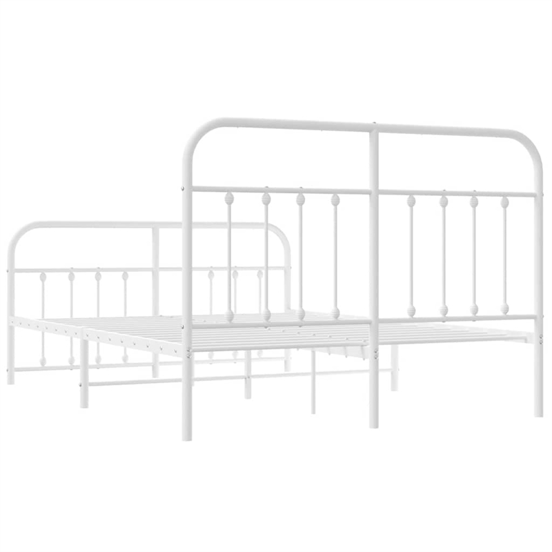 vidaXL 53.1x74.8 Powder-Coated Steel Bed Frame in White
