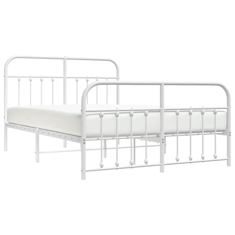 vidaXL 53.1x74.8 Powder-Coated Steel Bed Frame in White