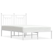 vidaXL Rectangular Powder-Coated Steel Full Bed Frame in White