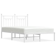 vidaXL Rectangular Powder-Coated Steel Full Bed Frame in White
