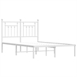 vidaXL Rectangular Powder-Coated Steel Full Bed Frame in White