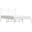 vidaXL Rectangular Powder-Coated Steel Full Bed Frame in White