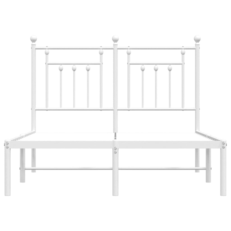 vidaXL Rectangular Powder-Coated Steel Full Bed Frame in White