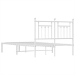 vidaXL Rectangular Powder-Coated Steel Full Bed Frame in White