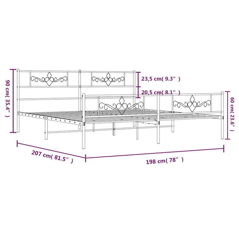 vidaXL Rectangular Steel Bed Frame in Black