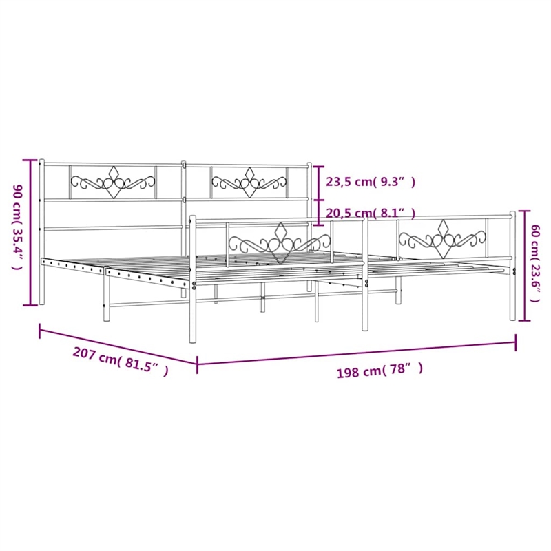 vidaXL Rectangular Steel Bed Frame in Black