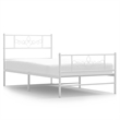 vidaXL Rectangular Steel Single Modern Bed Frame in White