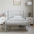 vidaXL Rectangular Steel Single Modern Bed Frame in White