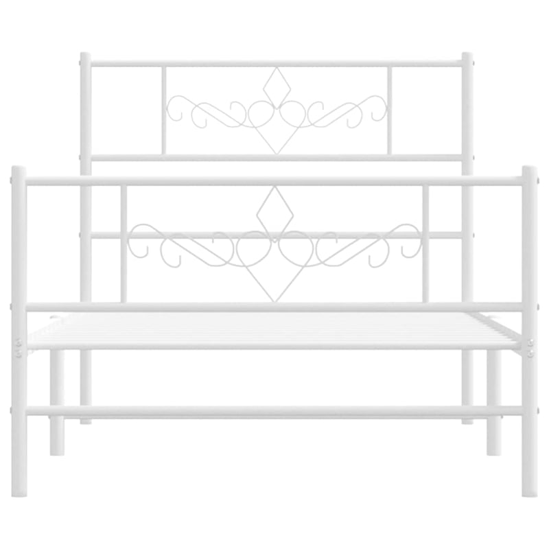vidaXL Rectangular Steel Single Modern Bed Frame in White