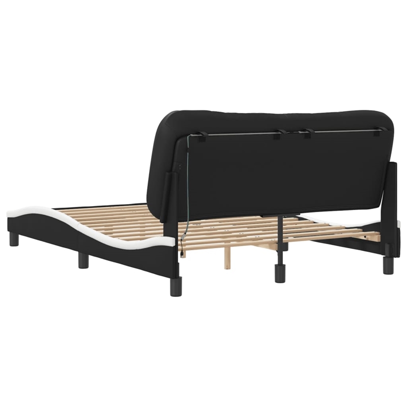 vidaXL Faux Leather Full Bed Frame in Black and White