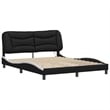 vidaXL Engineered Wood Faux Leather Queen Bed Frame in Black and White