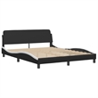 vidaXL Engineered Wood Faux Leather Queen Bed Frame in Black and White