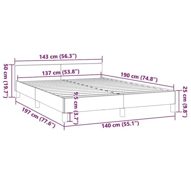 vidaXL Faux Leather Full Bed Frame without Mattress in White