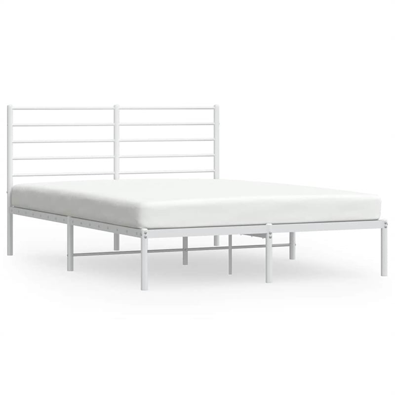 vidaXL Powder-Coated Steel King Size Bed Frame in White