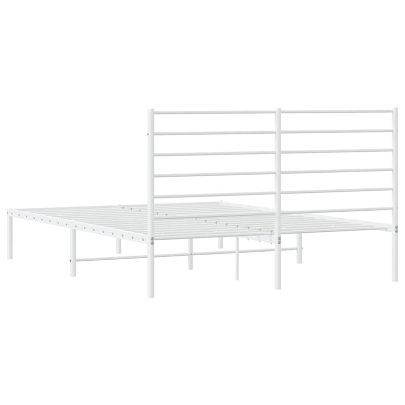 vidaXL Powder-Coated Steel King Size Bed Frame in White