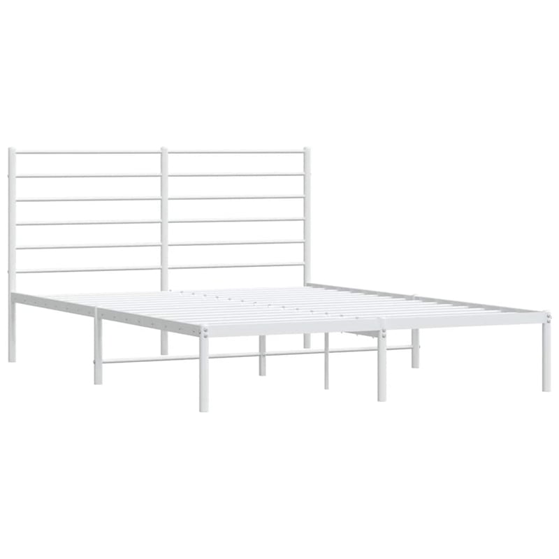 vidaXL Powder-Coated Steel King Size Bed Frame in White