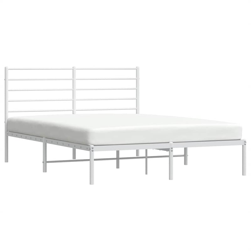 vidaXL Powder-Coated Steel King Size Bed Frame in White