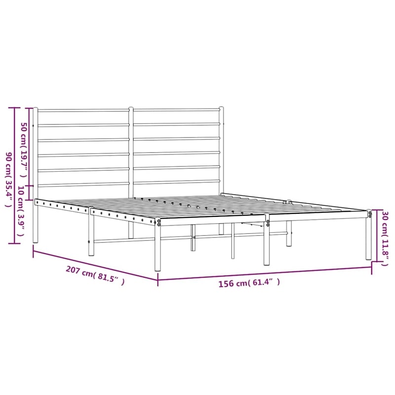 vidaXL Powder-Coated Steel King Size Bed Frame in White