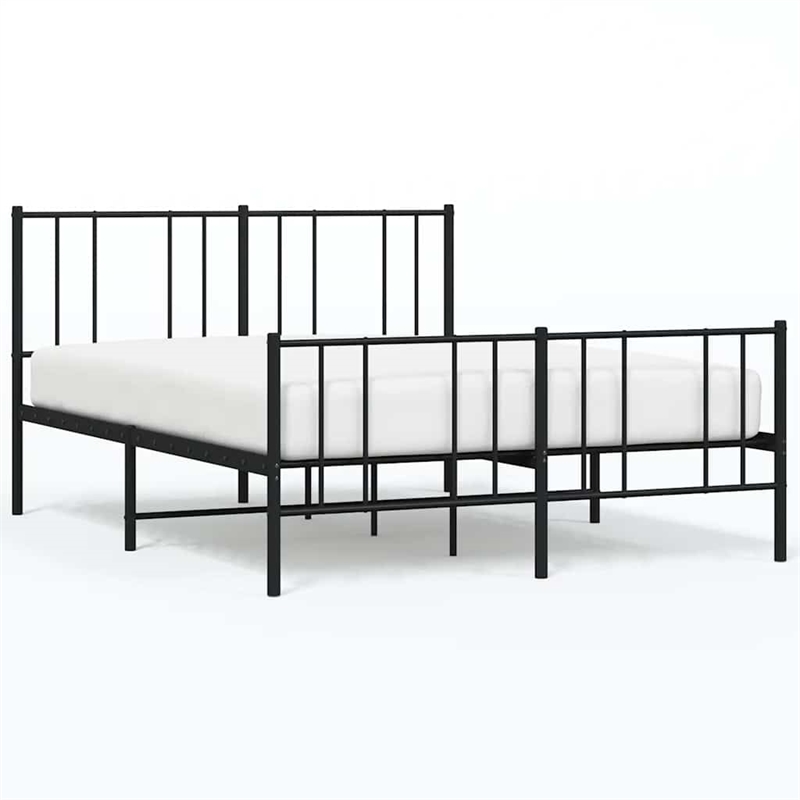 vidaXL Powder-Coated Steel King Bed Frame in Black