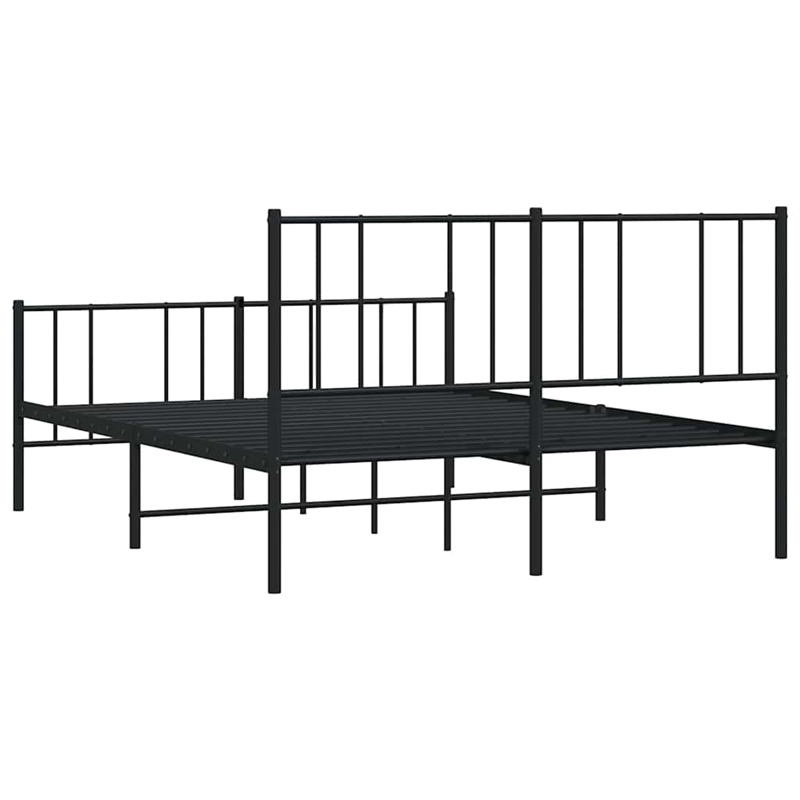 vidaXL Powder-Coated Steel King Bed Frame in Black