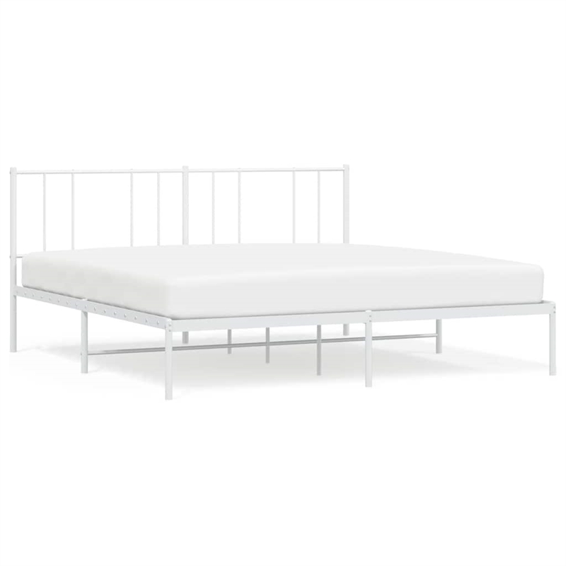 vidaXL Steel Cal King/Double Powder-Coated Bed Frame in White