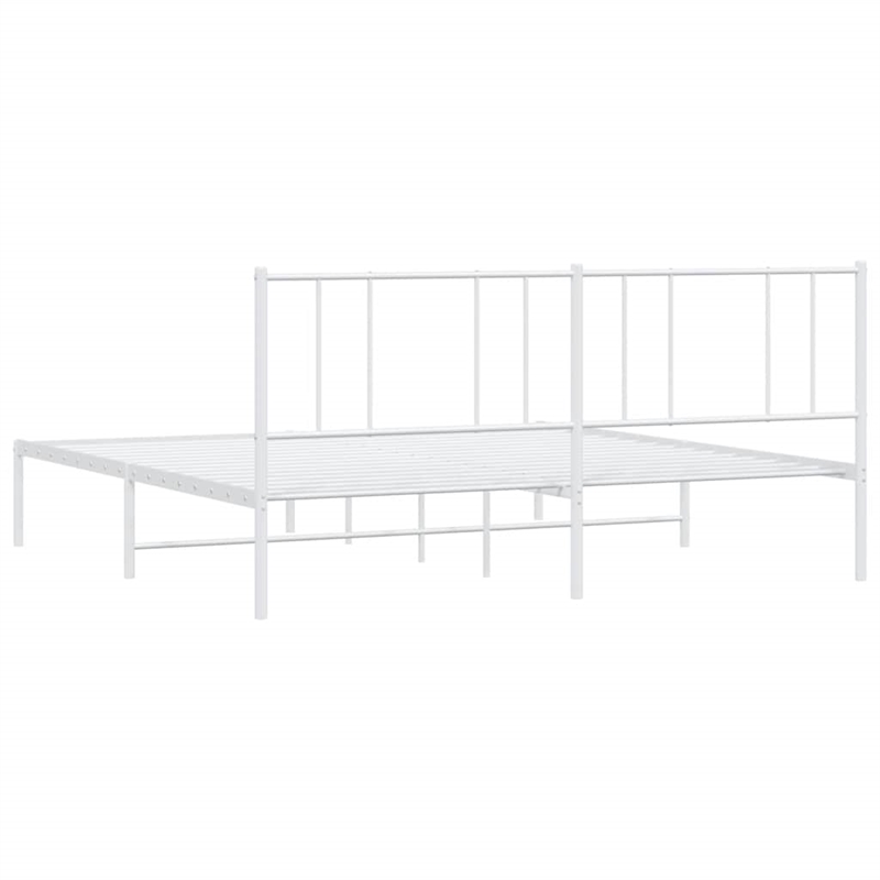 vidaXL Steel Cal King/Double Powder-Coated Bed Frame in White
