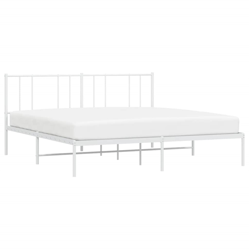 vidaXL Steel Cal King/Double Powder-Coated Bed Frame in White