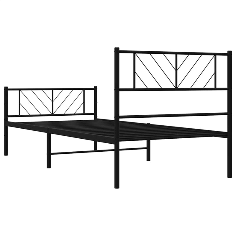 vidaXL Rectangular Steel Single Metal Bed Frame in Black