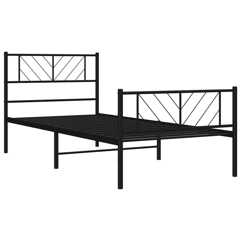 vidaXL Rectangular Steel Single Metal Bed Frame in Black