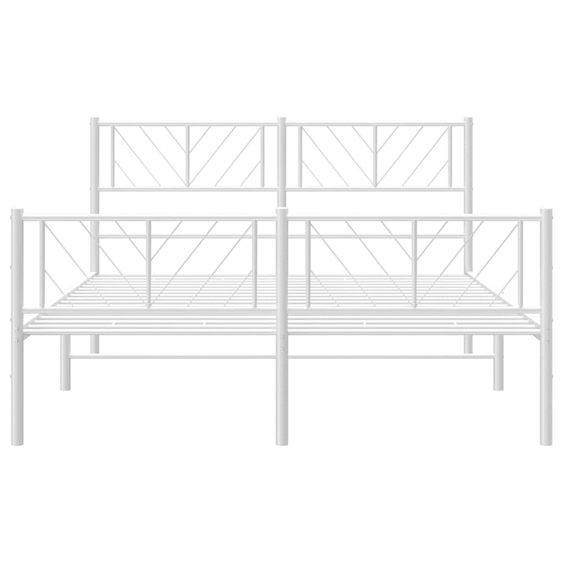 vidaXL Powder-Coated Steel King Size Bed Frame in White