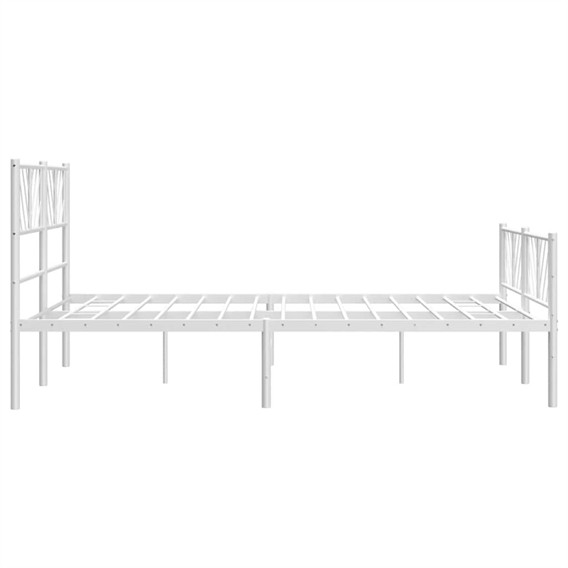 vidaXL Powder-Coated Steel King Size Bed Frame in White