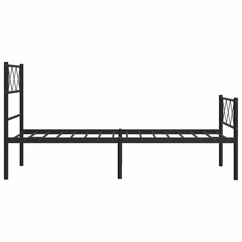 vidaXL 39.4 x 74.8 Black Powder-Coated Stee Bed Frame in Black