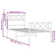 vidaXL 39.4 x 74.8 Black Powder-Coated Stee Bed Frame in Black