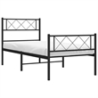 vidaXL 39.4 x 74.8 Black Powder-Coated Stee Bed Frame in Black