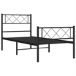 vidaXL 39.4 x 74.8 Black Powder-Coated Stee Bed Frame in Black