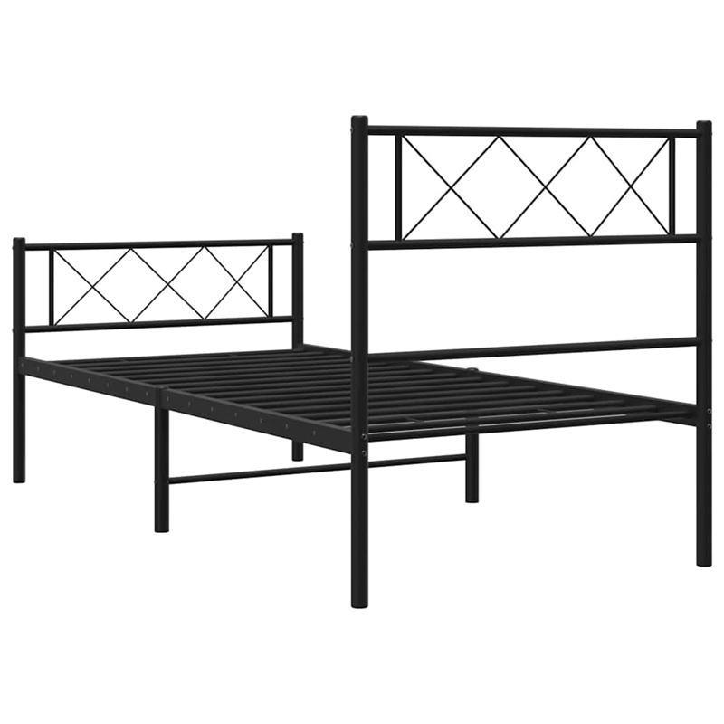 vidaXL 39.4 x 74.8 Black Powder-Coated Stee Bed Frame in Black