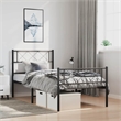 vidaXL 39.4 x 74.8 Black Powder-Coated Stee Bed Frame in Black
