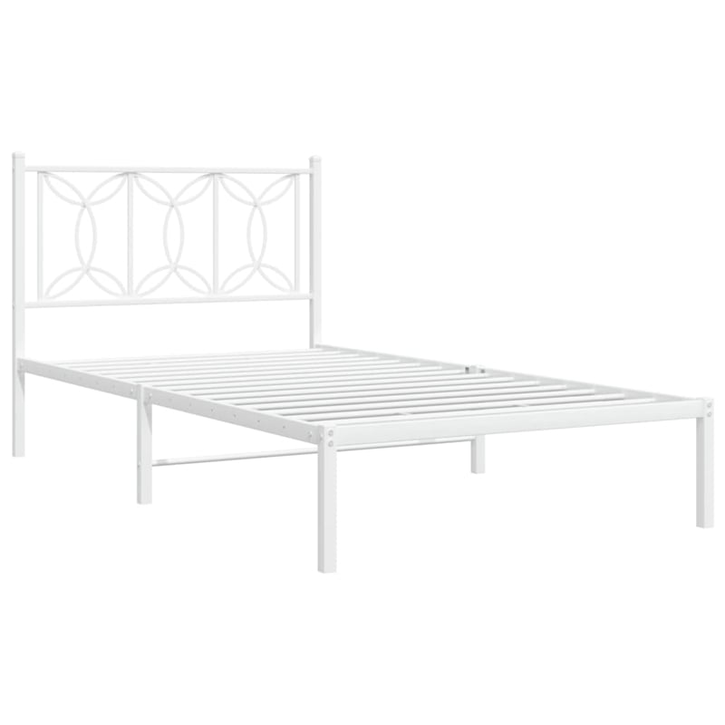 vidaXL 39.4 x 78.7 Modern Steel Single Bed in White