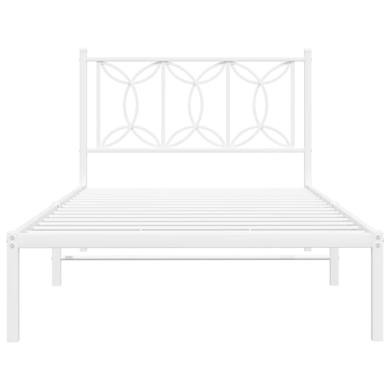 vidaXL 39.4 x 78.7 Modern Steel Single Bed in White