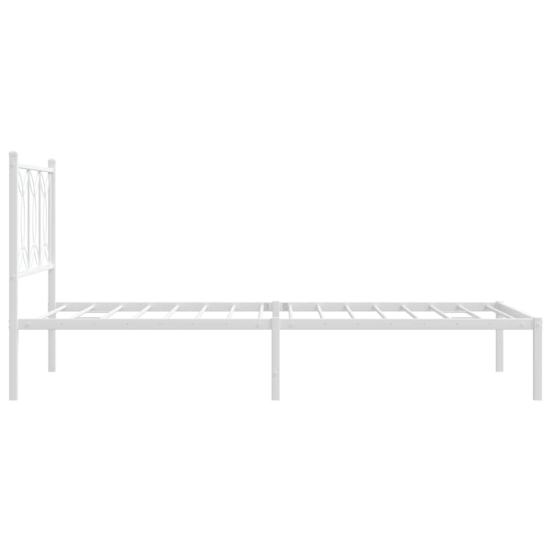vidaXL 39.4 x 78.7 Modern Steel Single Bed in White