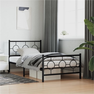 vidaXL Rectangular Industrial Metal Bed Frame in Black