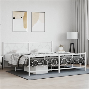 vidaXL Powder-Coated Steel Cal King/Double Bed Frame in Black