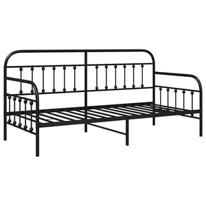 vidaXL 39.4&quot x 78.7&quot Daybed Frame with Headboard in Black Steel